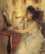 Berthe Morisot Young Woman PowderingHerself oil painting artist